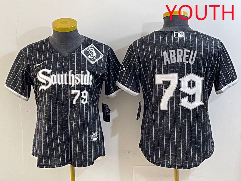 Youth Chicago White Sox #79 Abreu Black Stripe City Edition Game 2025 Nike MLB Jersey style 2